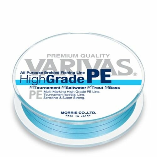 Шнур Varivas PE-4 Water Blue 200м # 1.2 (21Lb) 9.51кг