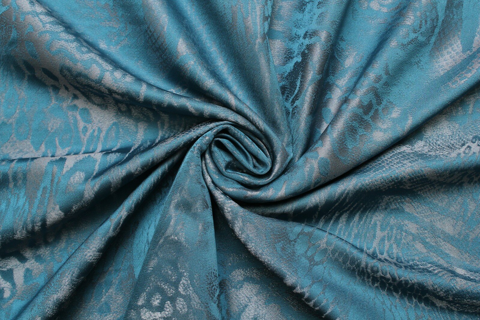 Ткань Жаккард-плательный цвета морской волны с серым перламутром ш150см 05 м