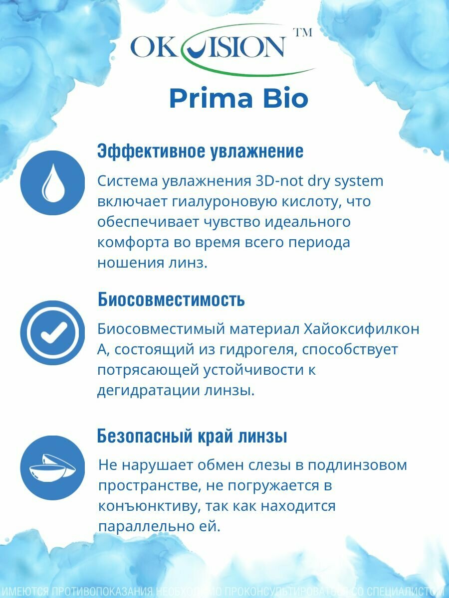 Контактные линзы OKVision Prima BIO 1 месяц, -2.50 8.6, 6 шт.