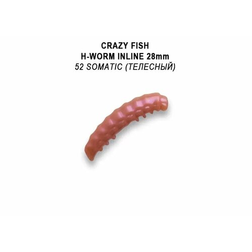 Силиконовая приманка мягкая съедобная Crazy Fish MF H-Worm inline 1.1 28 мм 20 шт (2*10) 63-28-52-9