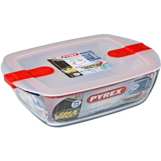 Блюдо Pyrex для запекания и выпечки с крышкой COOK&HEAT 28X20см прямоугольное 216PH00/7144