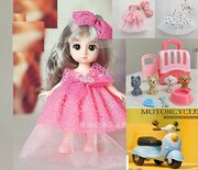 Кукла для девочки: шарнирная БЖД куколка 16 см с одеждой и аксессуарами, транспорт для кукол и питомцы