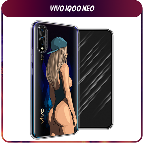 Силиконовый чехол на Vivo iQOO Neo/V17 Neo / Виво iQOO Neo/V17 Neo Девушка в черном купальнике, прозрачный