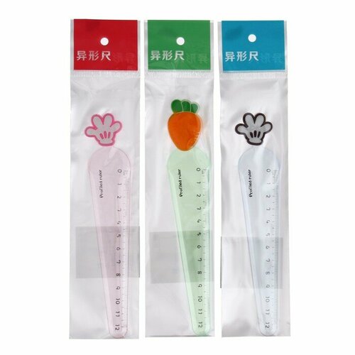 Линейка 12 см пластик Лапка Морковка микс 426₽