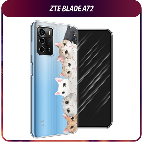 Силиконовый чехол на ZTE Blade A72/V40 Vita / ЗТЕ Блэйд А72/V40 Вита Котики, прозрачный силиконовый чехол на zte blade a72 v40 vita зте блэйд а72 v40 вита прозрачный