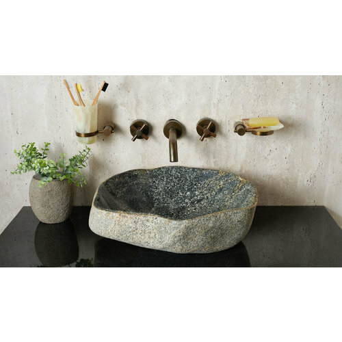 Серая раковина для ванной Sheerdecor Piedra 00542511416 из речного камня гранита