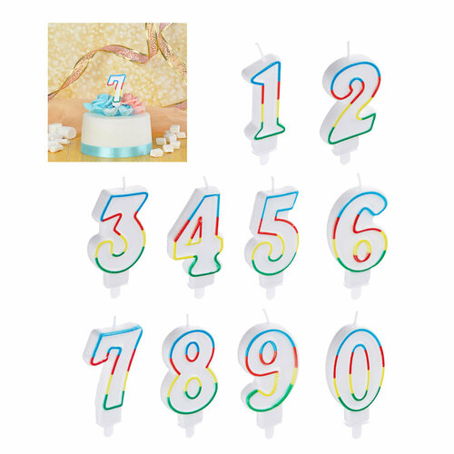 Капитан Весельчак Свеча для торта в форме цифр, парафин (0-9