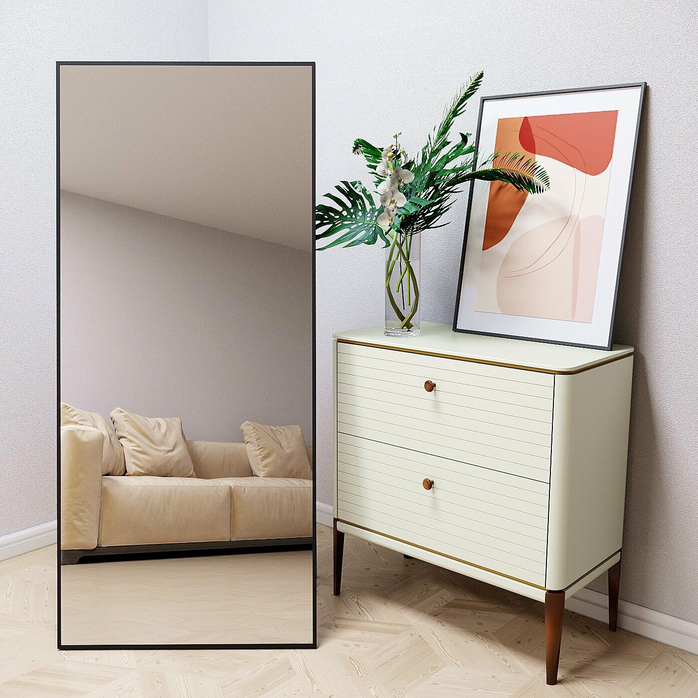 Зеркало напольное в алюминиевой раме Market-house , 160х70 см. Черное