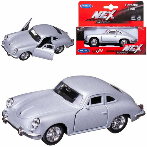 Машинка Welly 1:38 с пруж. мех, PORSCHE 356B серебряная 43803W/серебряная welly модель машины 1 24 porsche 918 spyder желтая 24055w