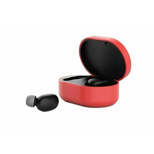 силиконовый чехол для xiaomi redmi airdots airdots 2 s xiaomi mi true wireless earbuds basic earbuds basic 2 s для беспроводных наушников черный Чехол на наушники с карабином для Xiaomi Redmi Airdots красный