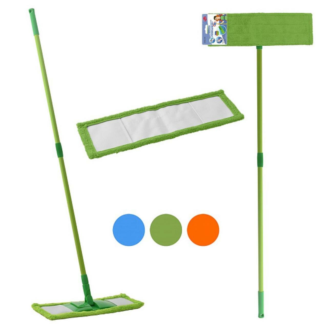 Швабра для пола с телескопической ручкой  Помощница   Длина 68 120 см  3цв