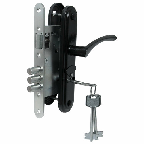 Сувальдный замок ЗВ9-4-2 врезного типа с защелкой черного цвета как защитный механизм дверей жилых и подсобных помещений 4300₽