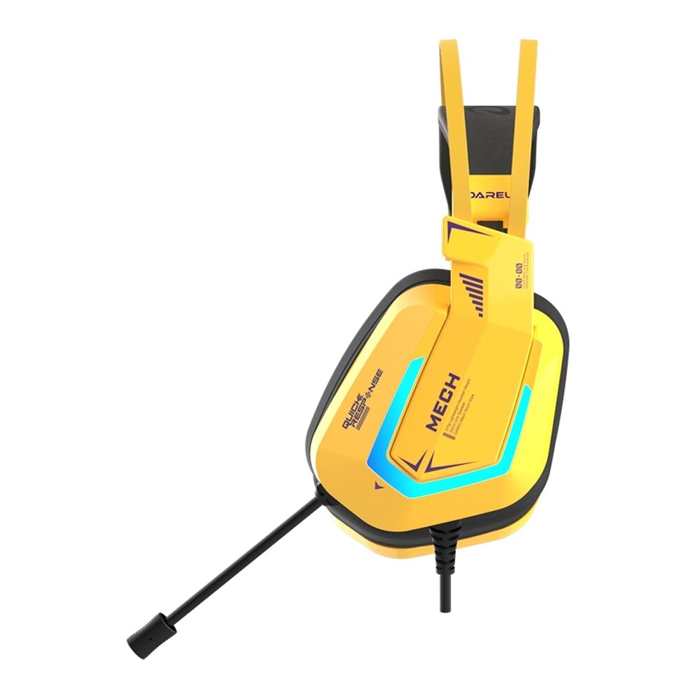 Гарнитура игровая проводная Dareu EH732 Yellow (желтый), подключение USB, подсветка RGB - фото №8