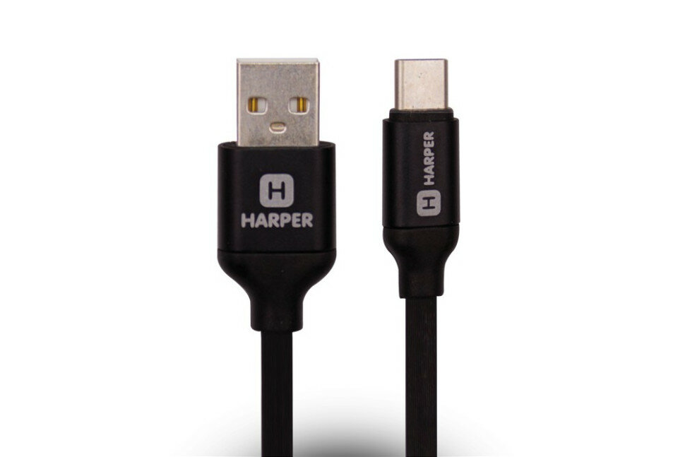 USB кабель (HARPER SCH-730 BLACK (USB TYPE C, 1м, оплетка силикон))