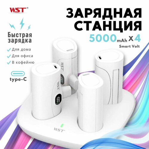 Зарядная станция WST Smart Volt 4x5000 mAh с коннектором Type-C комплект из 4 PowerBank