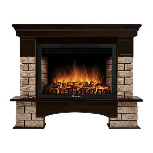 Портал Firelight Forte Wood Classic камень коричневый, шпон темный дуб