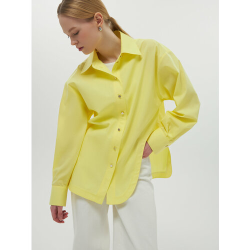 фото Рубашка calista, прямая классическая рубашка, размер 46, желтый