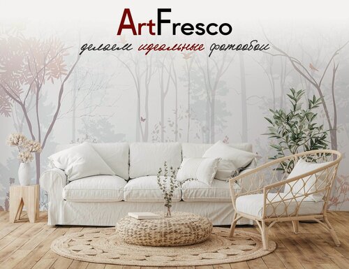 Изображение товара Фотообои ArtFresco "Пудрово-Небесный Легкий Лес", 2,46 x 3,02м, флизелиновые, бесшовные