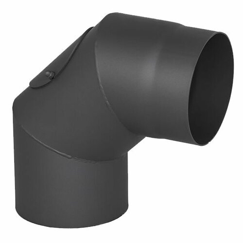 Отвод для дымохода КПД черный 90 градусов с ревизией, сталь 2 мм, 120 мм