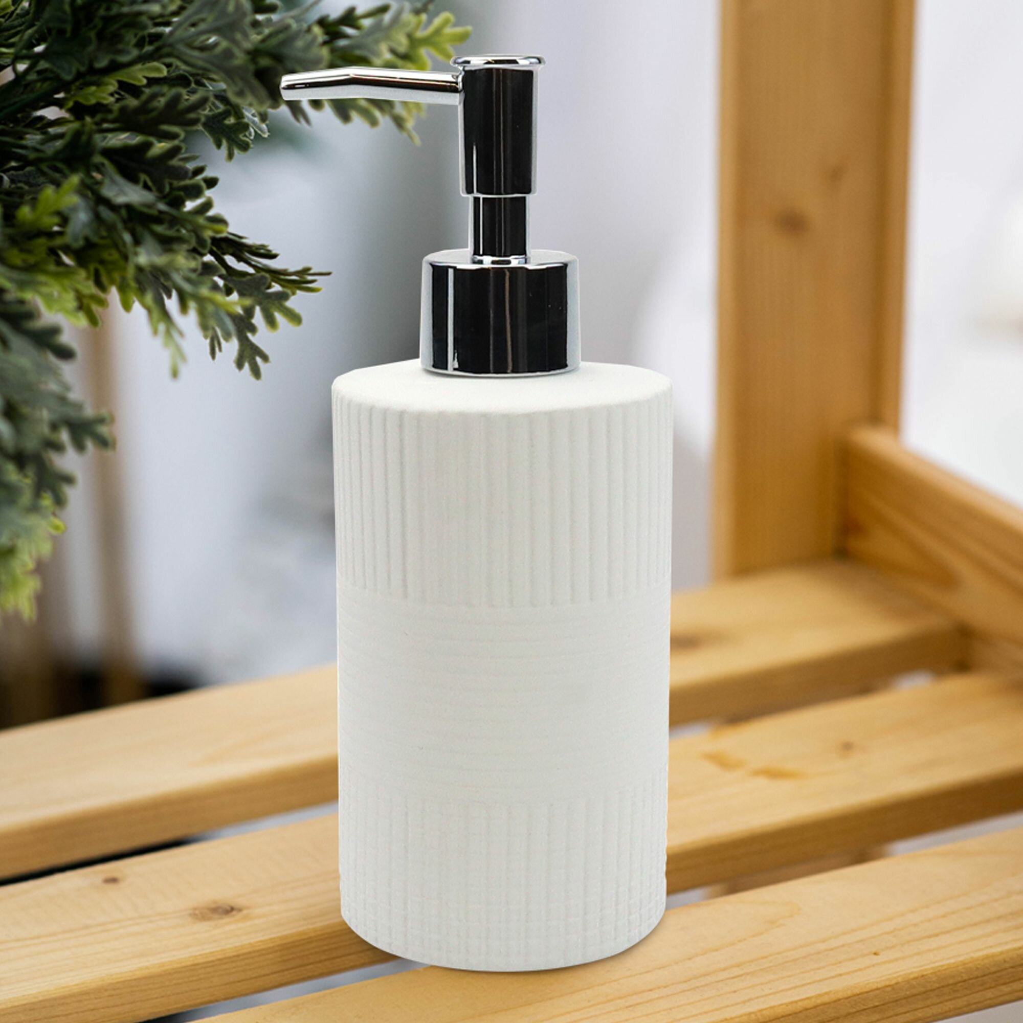 Диспенсер для жидкого мыла керамический ND Play "Square" / Дозатор для моющего средства для ванной и кухни (размер: 72х72х183 см)