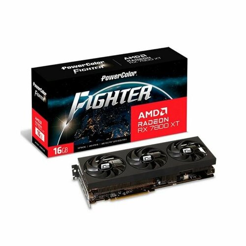 Видеокарта PowerColor RX7800XT Fighter 16GB GDDR6 256-bit DPx3 HDMI 3FAN RTL видеокарта maxsun rtx3060ti terminator 8gb gddr6 256 bit dpx3 hdmi 3fan rtl