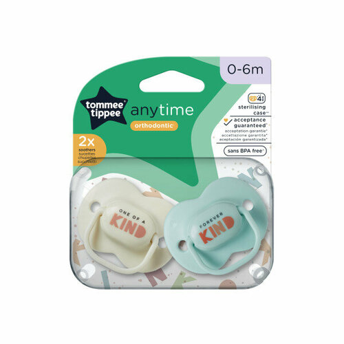 Соски-пустышки Tommee Tippee Anytime для детей 0-6 мес, 2 штуки