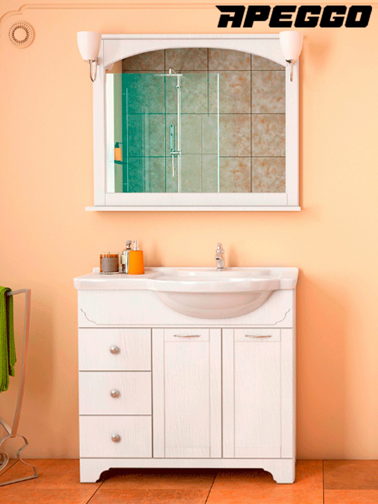 Зеркало Antia 75 белое с полкой DREJA eco 99 0426  