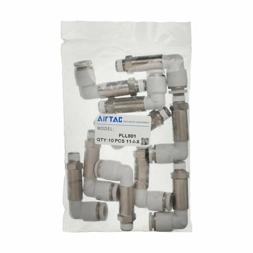 Штуцер цанговый угловой удлиненный Airtac PLL801 R18 под трубку 8 мм 10шт уп 4884₽