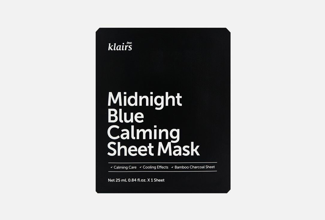 Маска для лица, тканевая DEAR, KLAIRS Midnight Blue Calming Sheet Mask