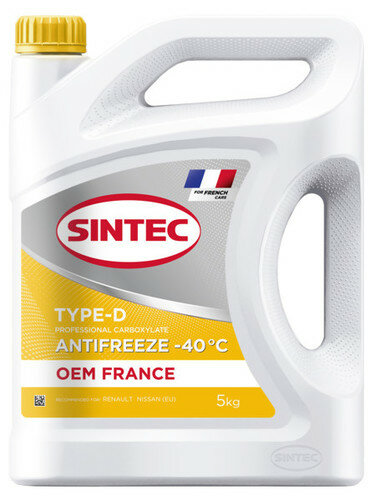 Sintec Antifreeze Oem France Type-D Yellow -40 5Кг SINTEC арт. 6145014