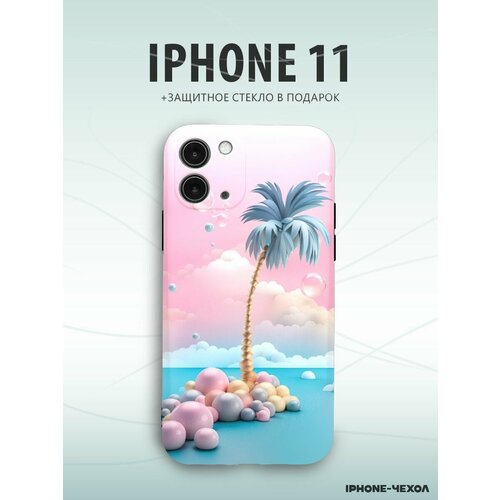 Чехол Iphone 11 пальма цветные пузырьки
