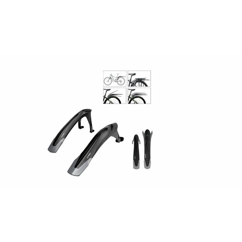 Крылья RBRL MTB 24-29 комплект переднезаднее для покрышки max 25 пластиковые серо-черные 3420₽