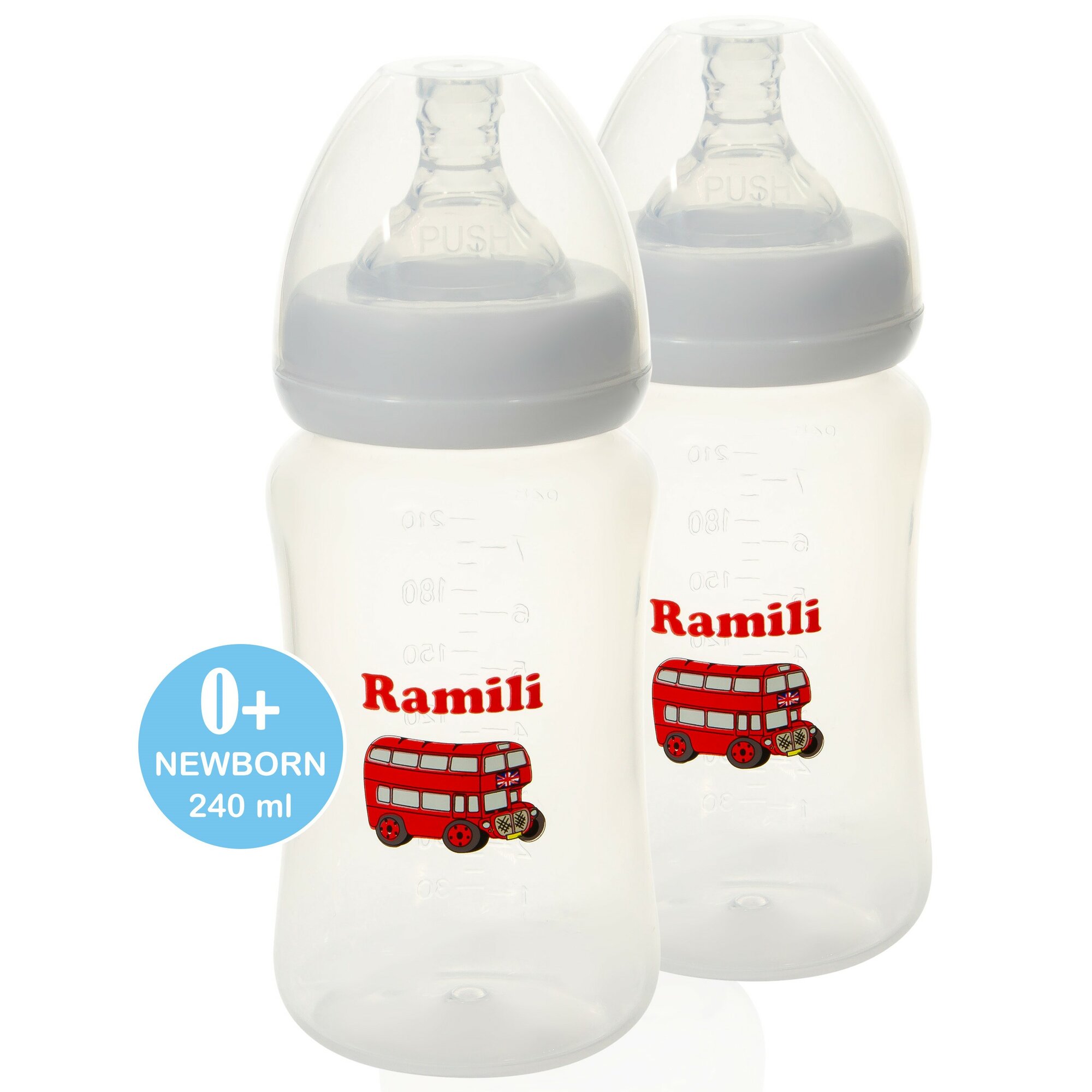 Две противоколиковые бутылочки для кормления Ramili Baby 240MLX2