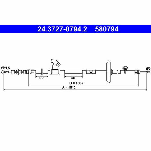 Трос, стояночная тормозная система, ATE 24.3727-0794.2 (1 шт.)
