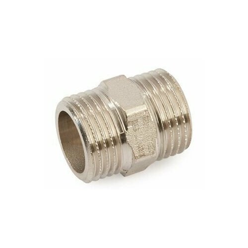 Ниппель 1"-1", General Fittings 2600 00, резьба-резьба, нар, латунь (никель)