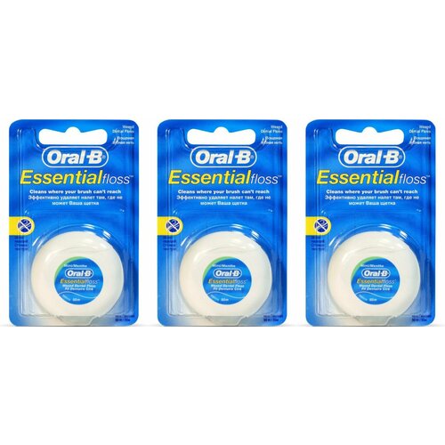 Oral-B Зубная нить, Essential floss мятная 50 м, 3 шт зубная нить oral b essential мятная 50 м