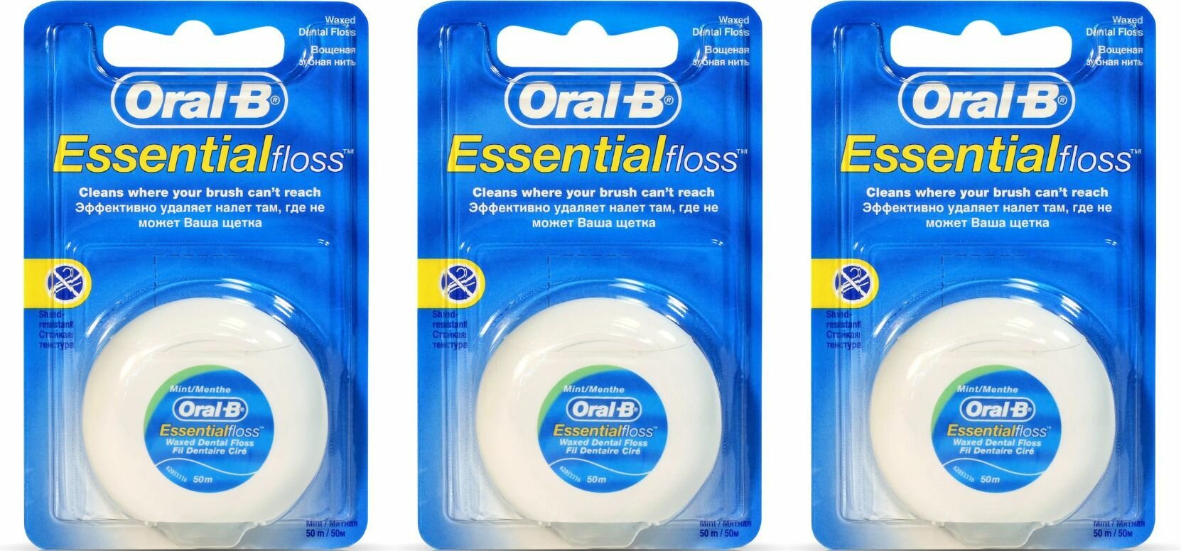 Oral-B Зубная нить, Essential floss мятная 50 м, 3 шт