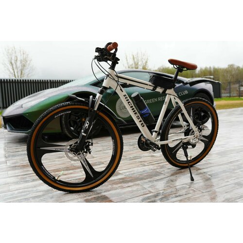 Велосипед RICHIESTO 26 на литых дисках ТРИ луча Горный Спортивный Унисекс белыйкоричневый матовый 25500₽