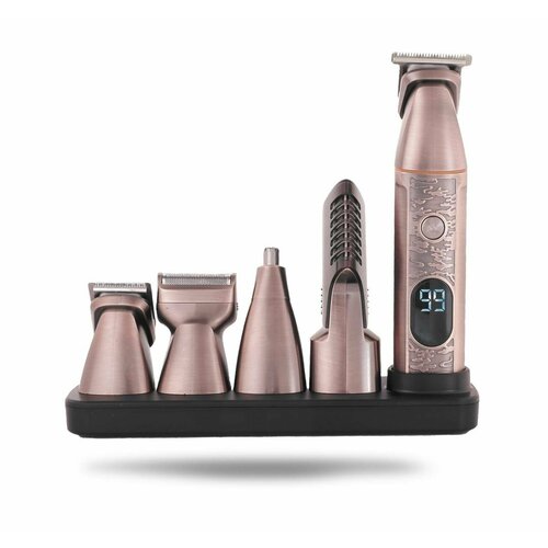Профессиональный беспроводной триммер 5в1 для стрижки волос бороды и усов в домашних условиях Бронза 380000₽