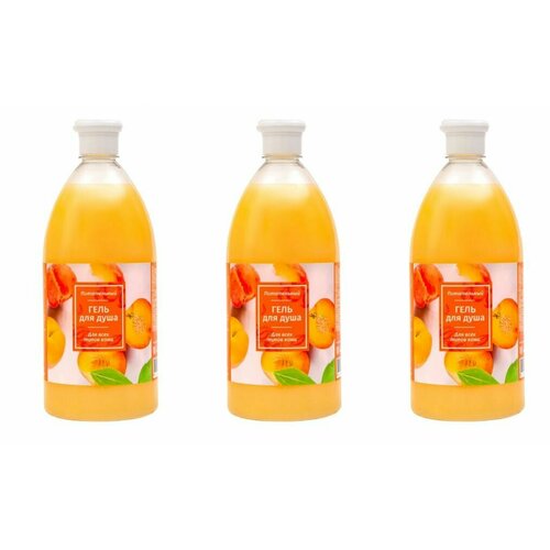 Flora Гель для душа Народный, Персик, 1000 мл, 3 шт