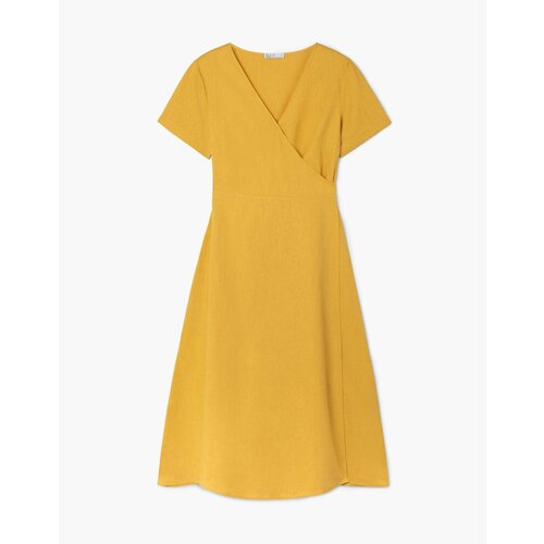 Платье Gloria Jeans, размер M (44-46), желтый платье с запахом из льна длина миди 34 44 белый