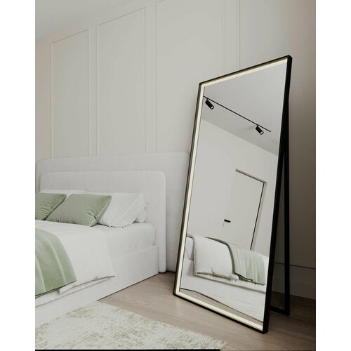 Зеркало настенно-напольное с LED подсветкой. Алюминиевая рама. Большое зеркало в полный рост для гардеробной, спальни, салона красоты, ванной.