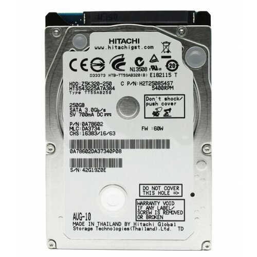Жесткий Диск Hitachi H2T250854S7 250Gb 5400 SATAII 25 HDD 4280₽