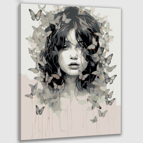 Картина по номерам 50х40 Девушка с бабочками картина по номерам аниме девушка с бабочками и цветами