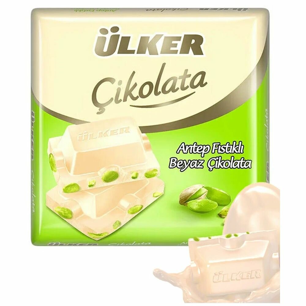 Набор плиток белого шоколада с фисташками Ulker, 2 шт по 65гр.