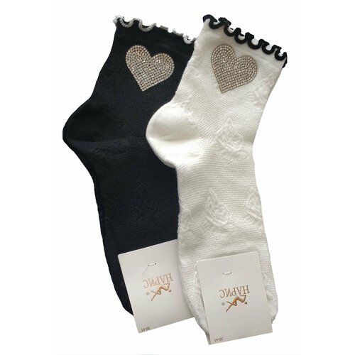 Носки Нарис Комплект носков со стразами, 70 den, 2 пары, размер 36-40, черный, белый