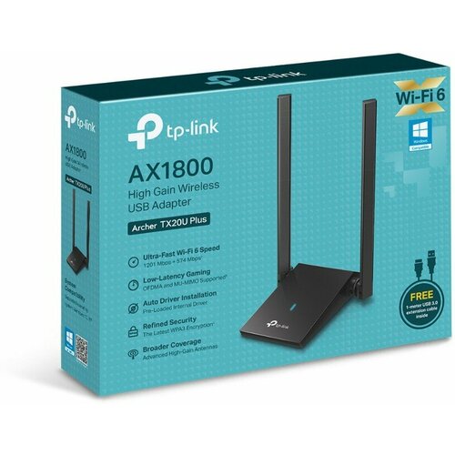 TP-Link Archer TX20U Plus, Адаптер Wi-Fi usb wi fi адаптер с двойной антенной 2 4 5ghz ax1800 wi fi 6