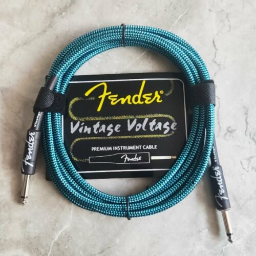 Премиум гитарный кабель 3 метра 6.3 jack Fender Vintage Voltage, бирюзовый, шнур для для электрогитары, электроакустической, провод для комбика. кабель гитарный fender vintage voltage 3м черно синий