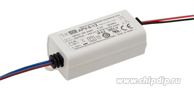 APV-8-12, AC/DC LED, 12В,0.67А,8Вт, IP30 блок питания для светодиодного освещения