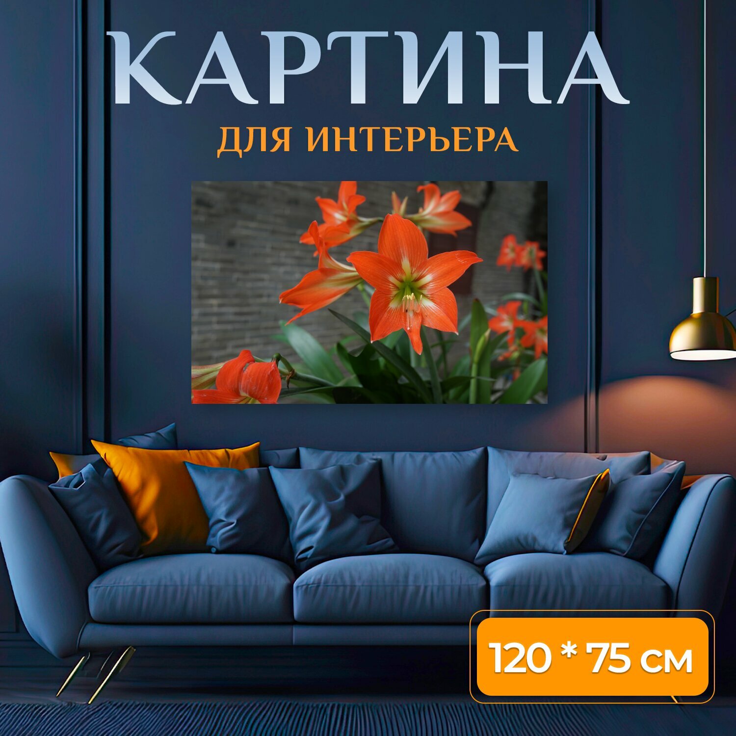 Картина на холсте "Амариллис, красный цветок, китая цветочных луковиц" на подрамнике 120х75 см. для интерьера